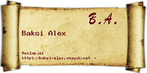 Baksi Alex névjegykártya