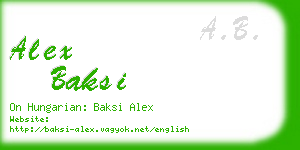 alex baksi business card